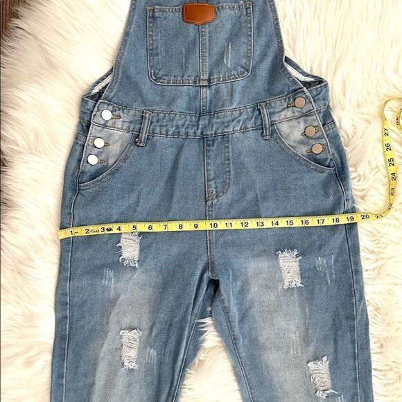 Jean Distressed Overalls - Picture 4 of 11